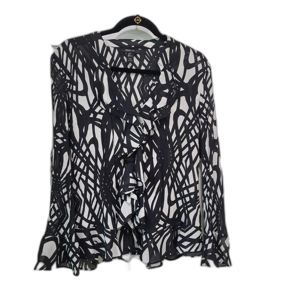 2/$30 Black and White Abstract Women's Top - 16